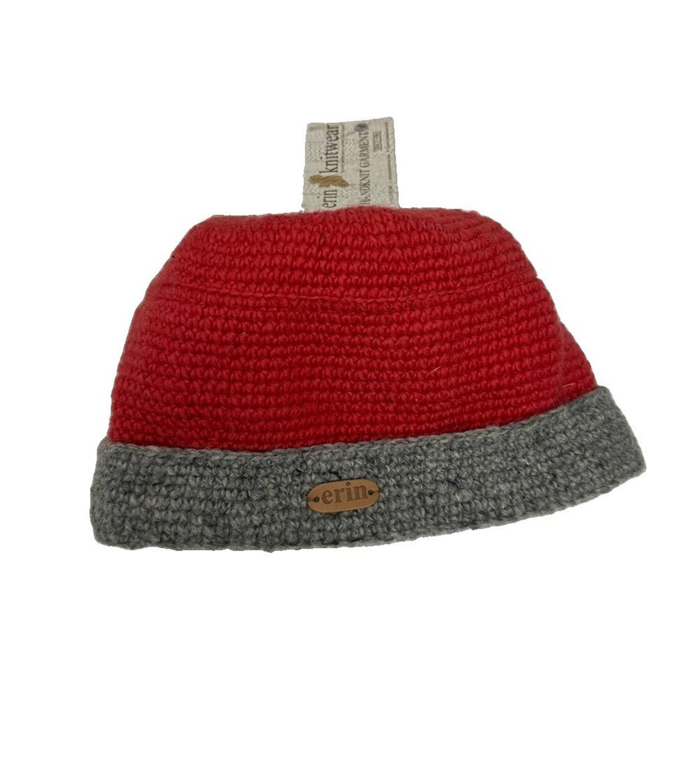 NEW Erin Knitwear Crochet Turn Up Wool Ireland Beanie Hat Lined Raspberry 1-6